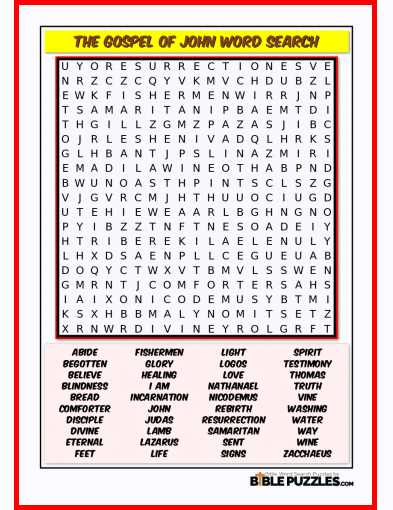 john word search puzzle answer key