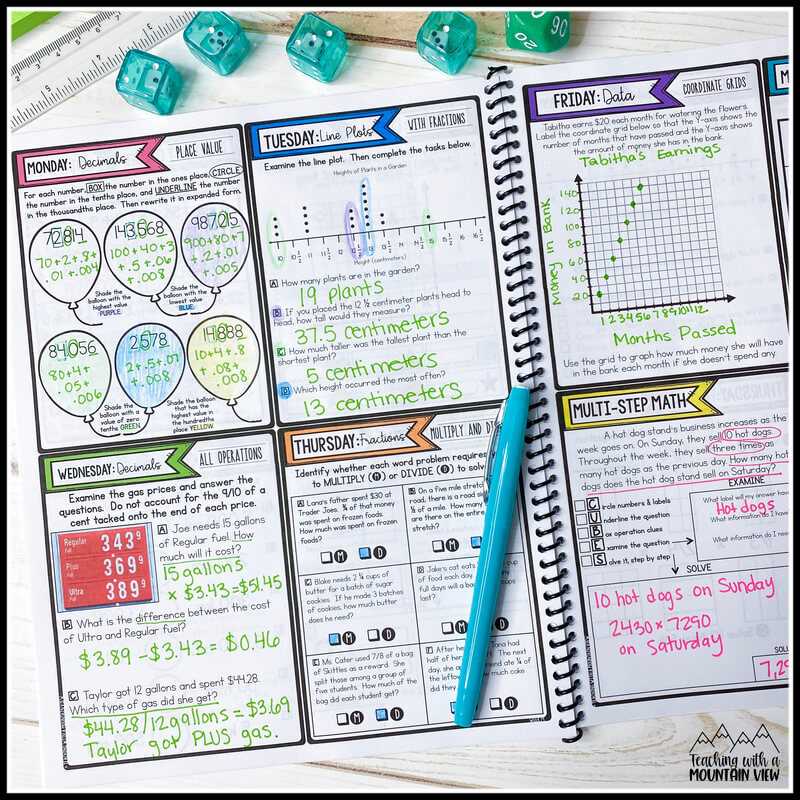 spiral review math 6th grade answer key