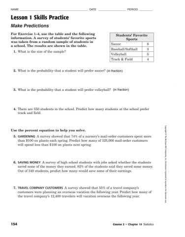 lesson 1 make predictions answer key