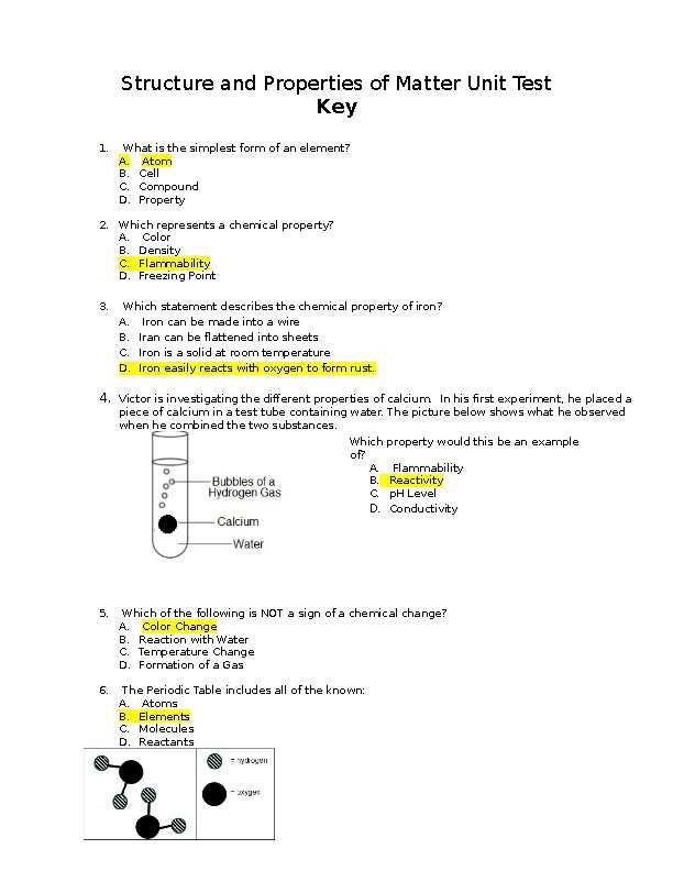 lesson 1 matter and its properties answer key