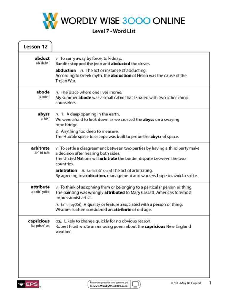 lesson 12 determining word meanings answer key