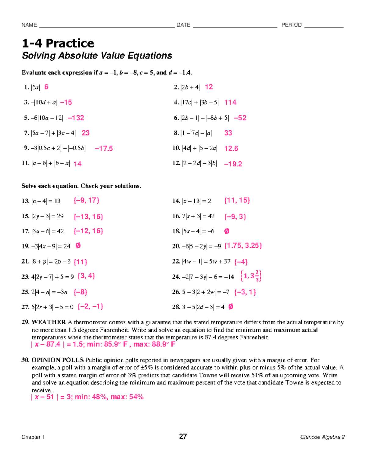 lesson 2.6 skills practice answers key algebra 2