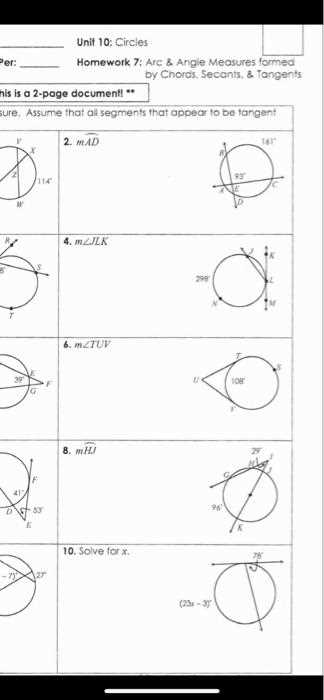 lesson 2a tangents and secants of a circle answer key