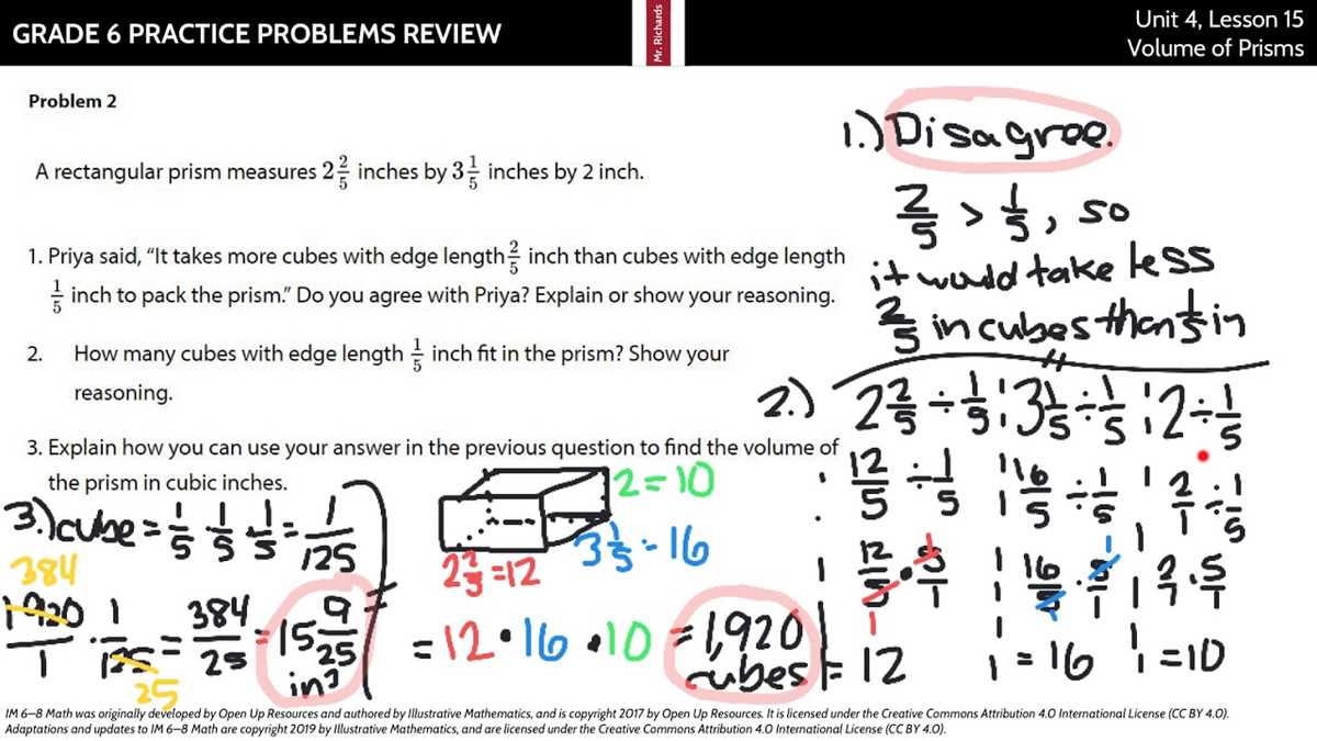 lesson 4 extra practice volume of prisms answer key