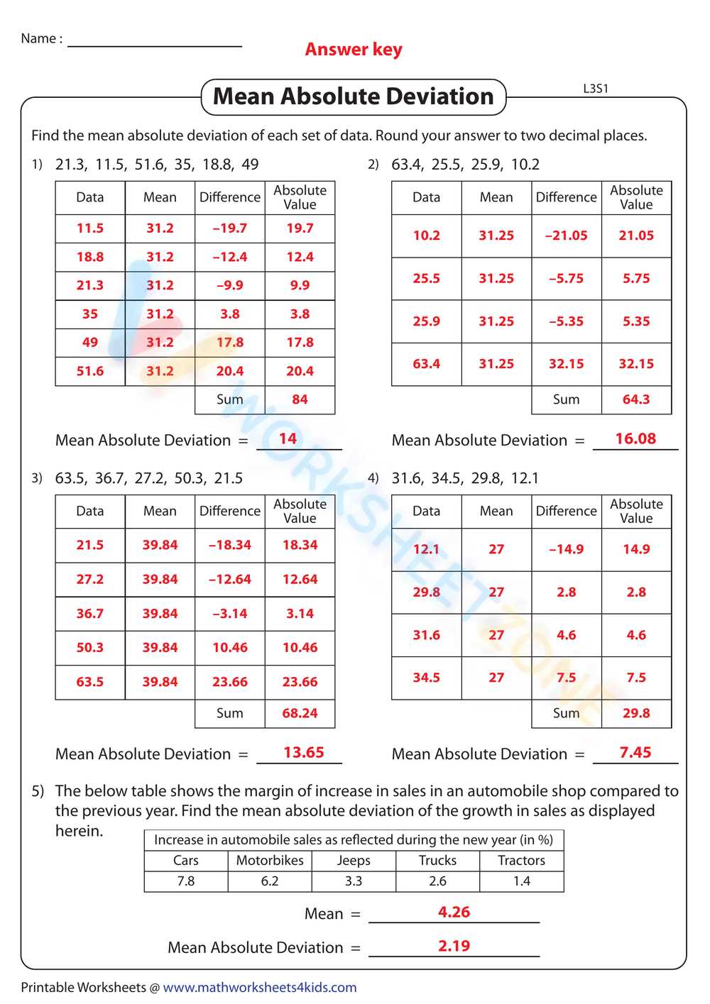 lesson 4 homework practice mean absolute deviation answer key
