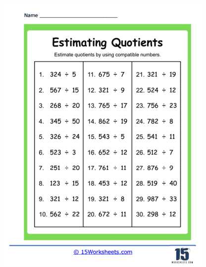 lesson 4.1 estimate quotients using multiples answer key