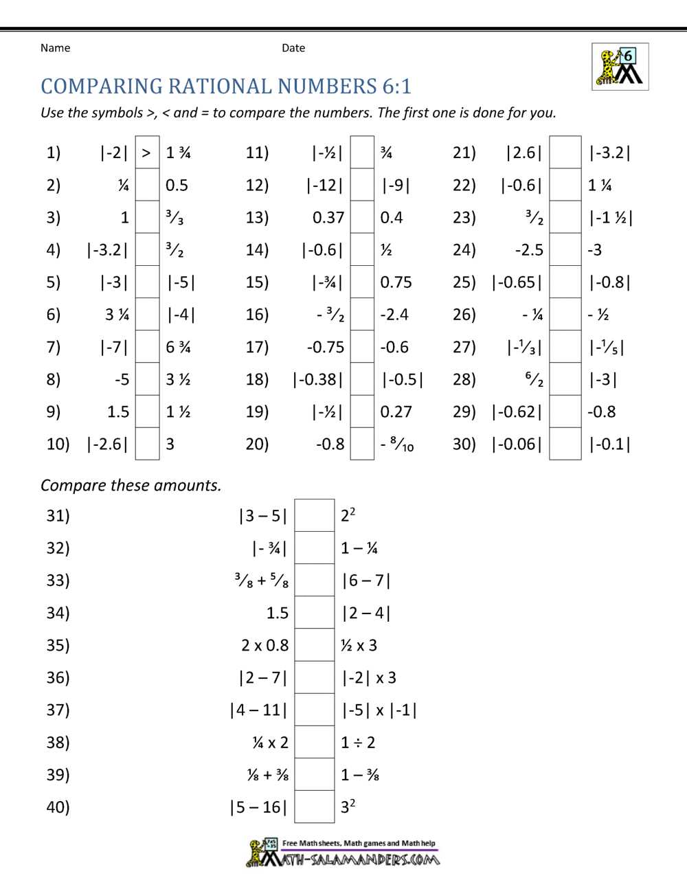 lesson 6 the distance between two rational number answer key