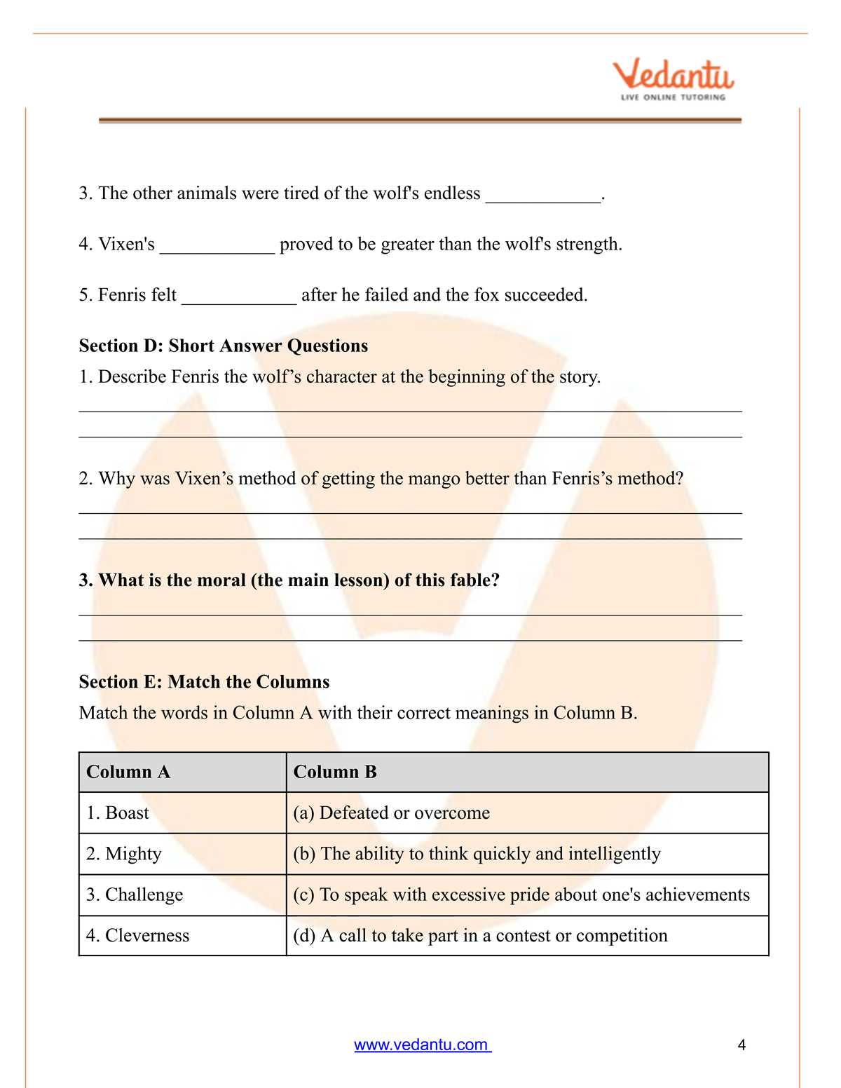 lessons from the wolf answer key