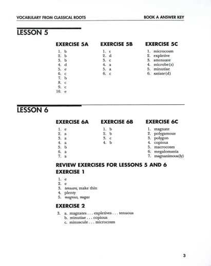vocabulary from classical roots lesson 4 answer key
