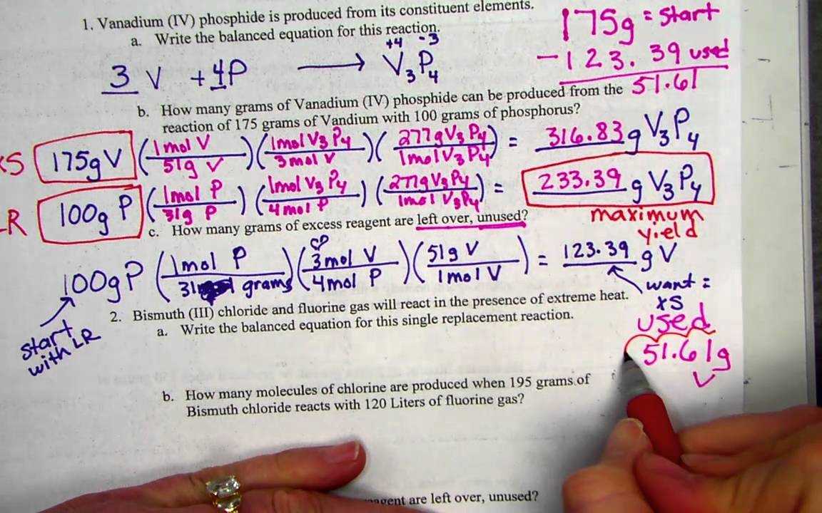 limiting reactant and percent yield practice answer key