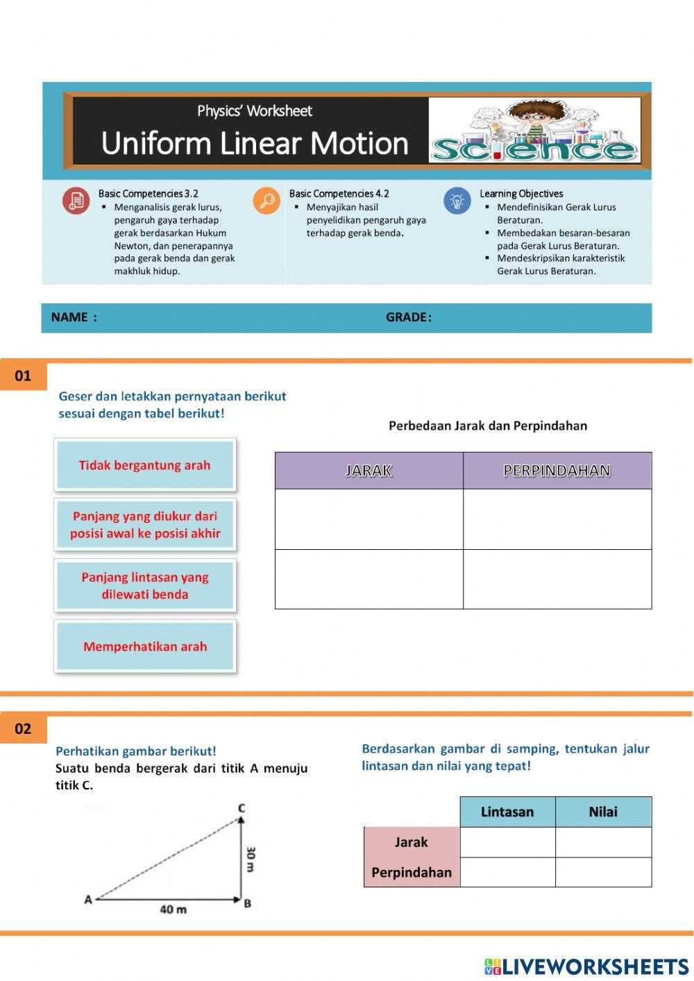 linear motion review answer key