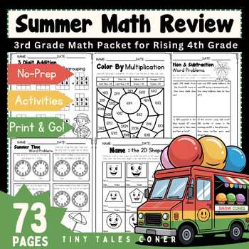 rising 4th graders math packet with answer key