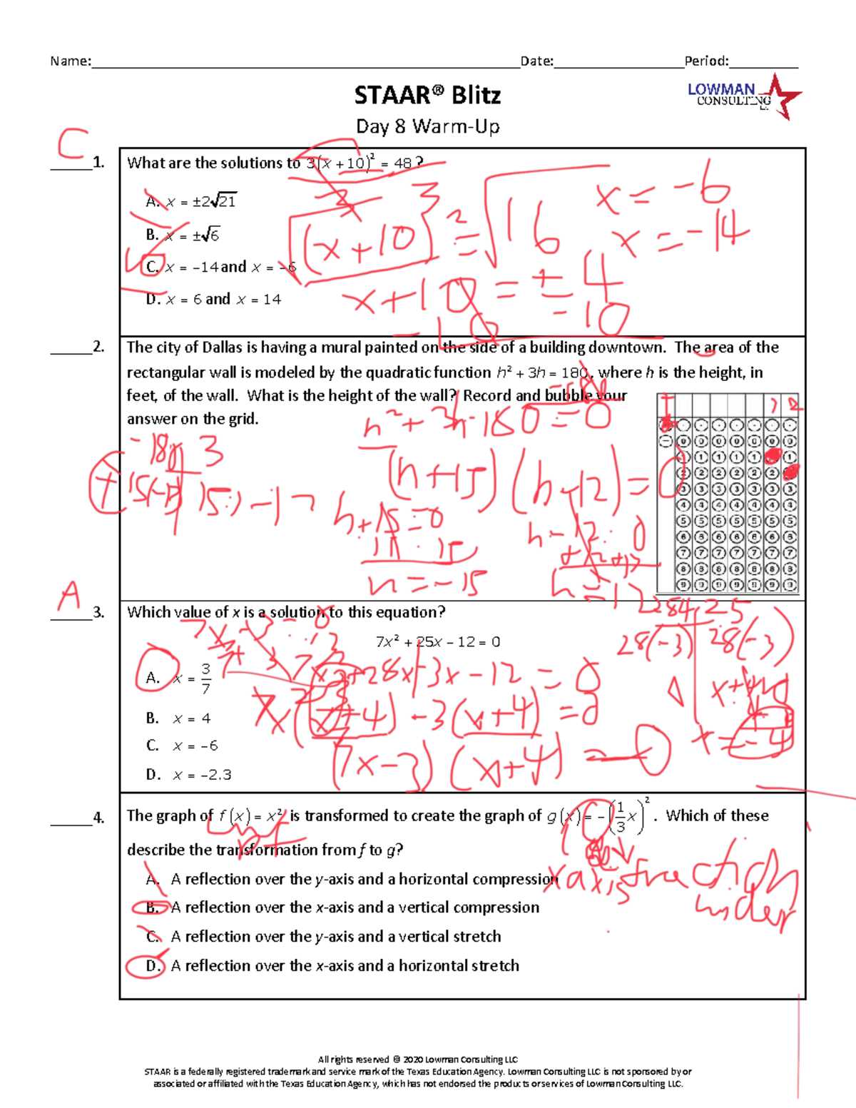 lowman education warm up answer key
