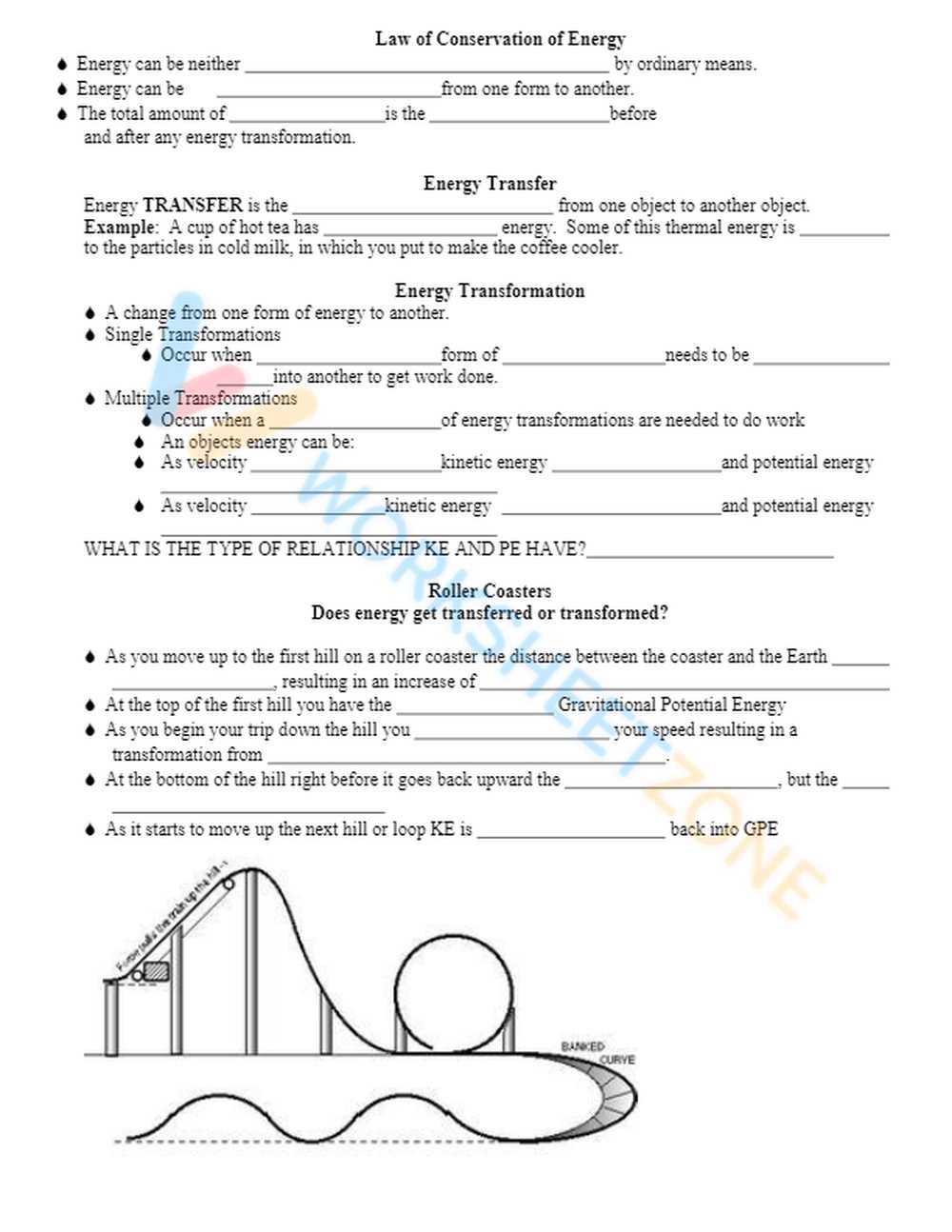 law of conservation of energy worksheet answers key