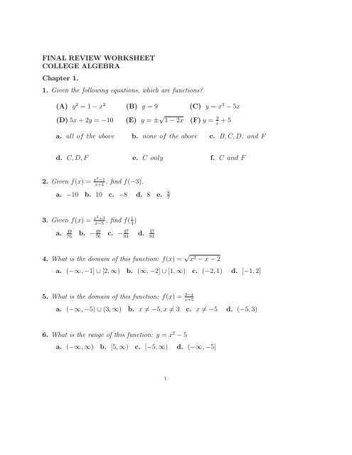 wileyplus answer key college algebra