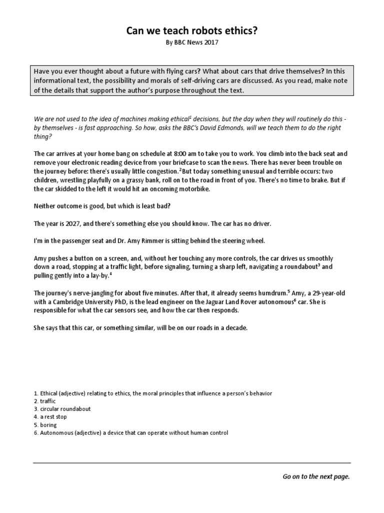 commonlit autonomous vehicles answer key