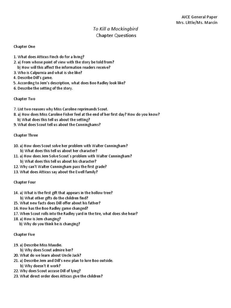 to kill a mockingbird lesson 1 handout 1b answer key