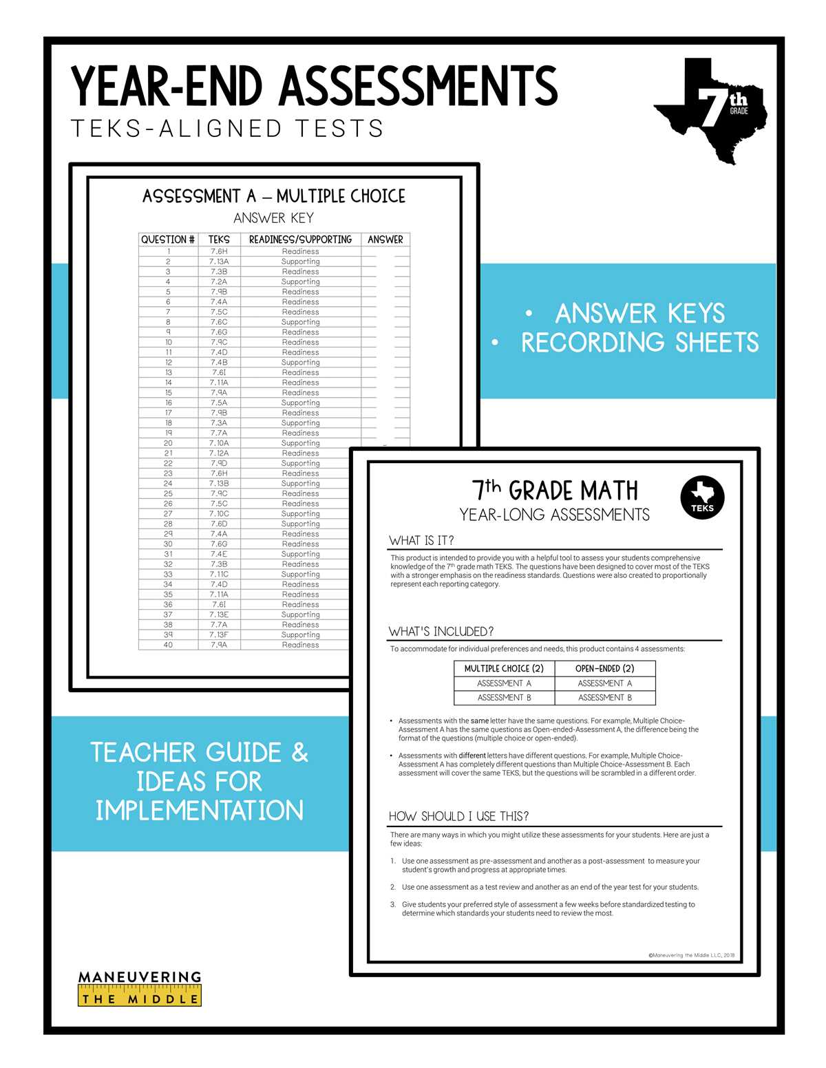 math end of the year test grade 7 answer key