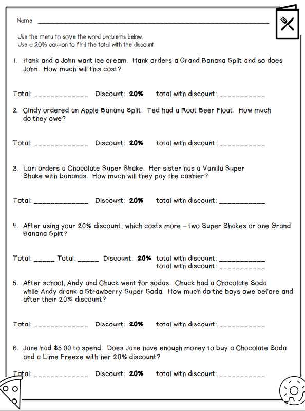 math menu discount tax tip and markup answer key math menu discount tax tip and markup answer key