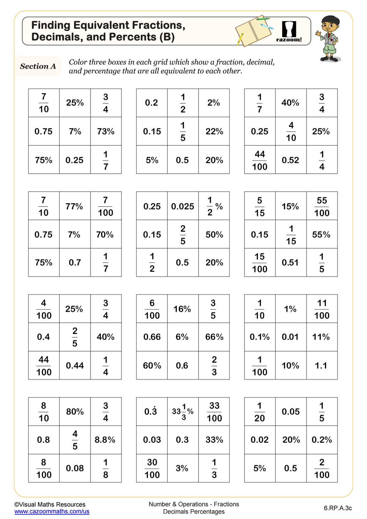 math worksheets for 6th grade with answer key
