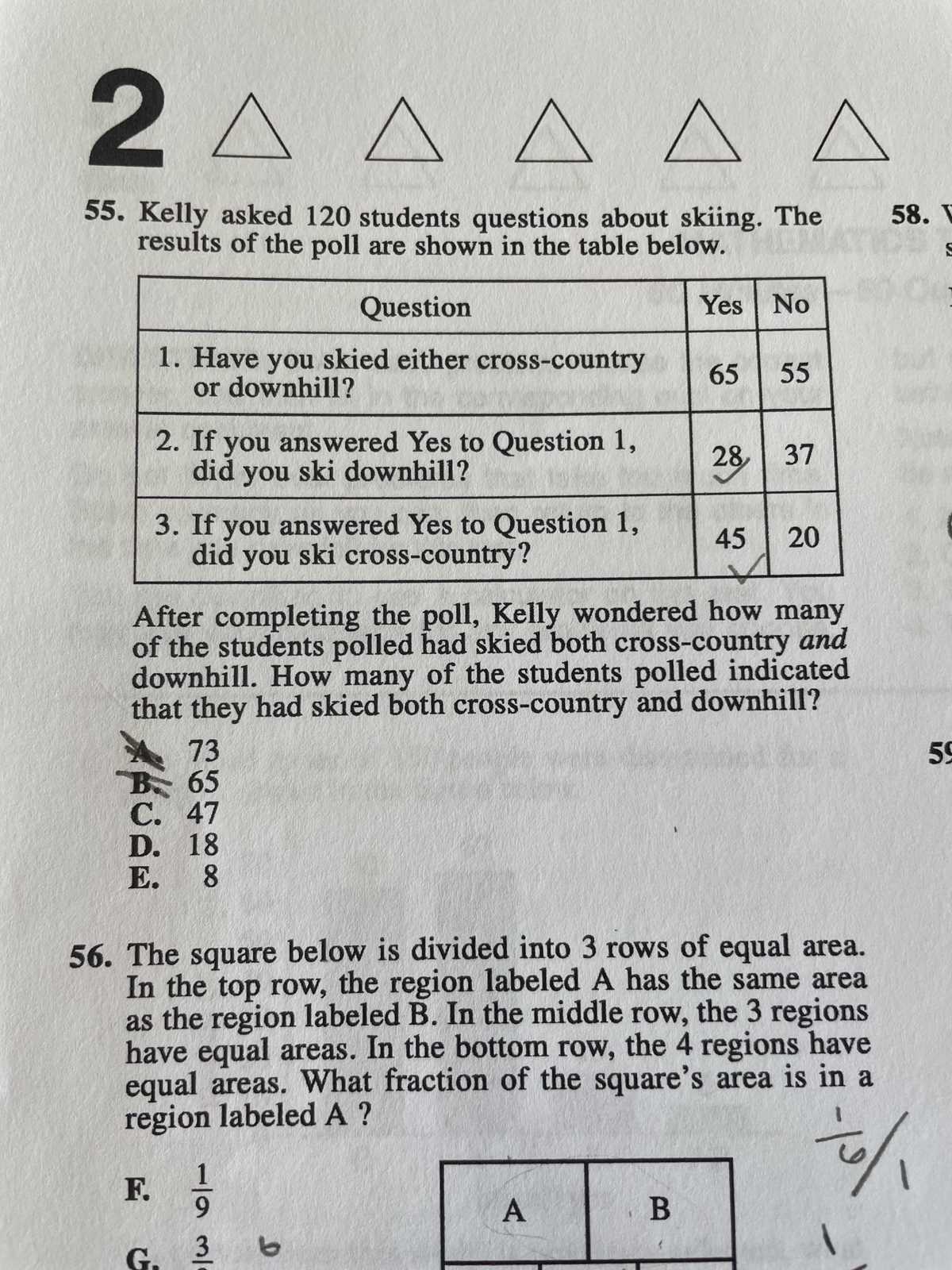 mathematics test 2 60 minutes 60 questions answer key