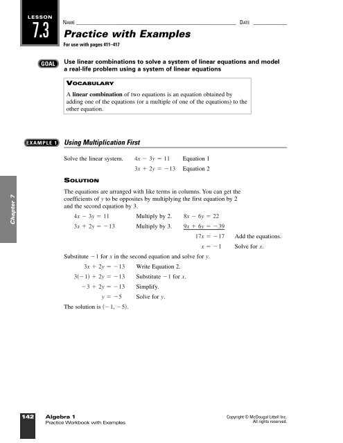 mcdougal littell algebra 1 practice workbook answers key