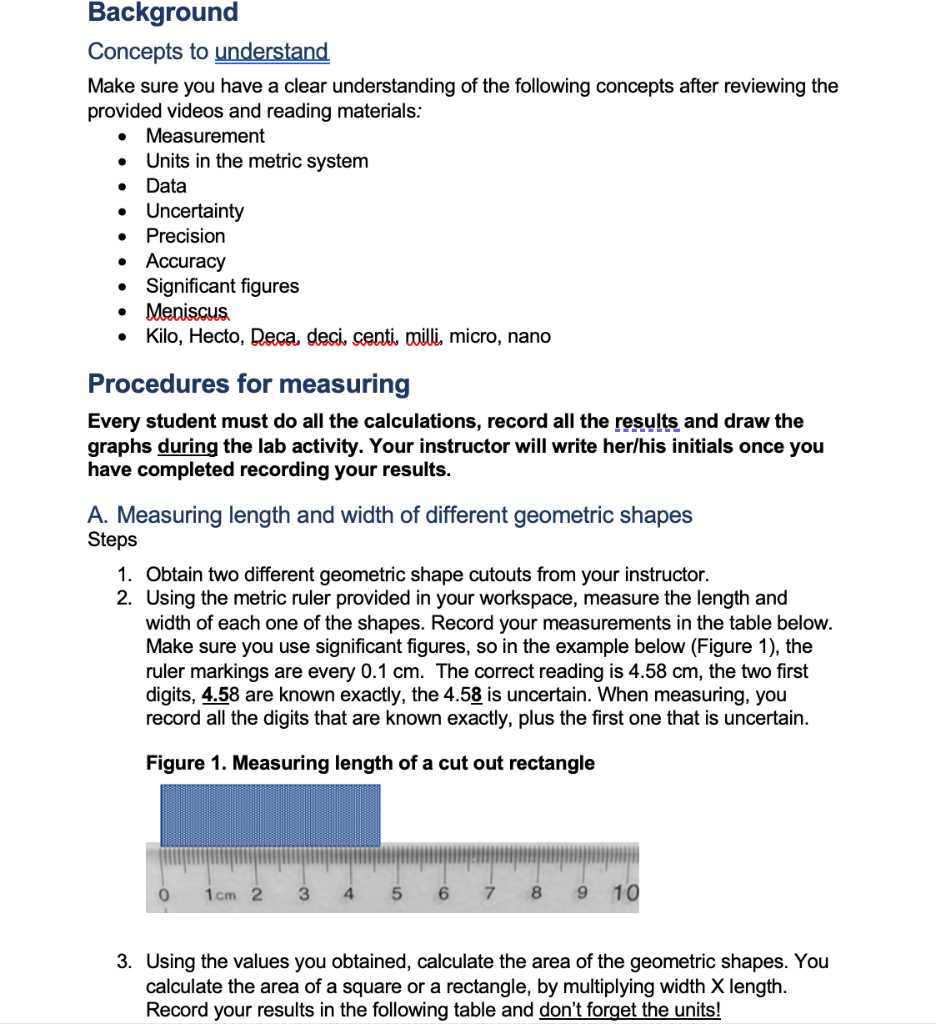metric measurements volume mcgraw hill lab answer key