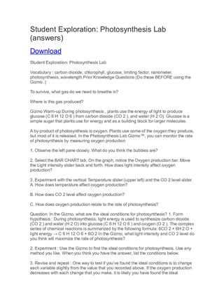 gizmo lab answer key