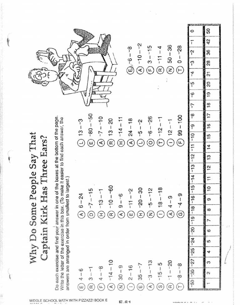 middle school math with pizzazz book d answer key d 61