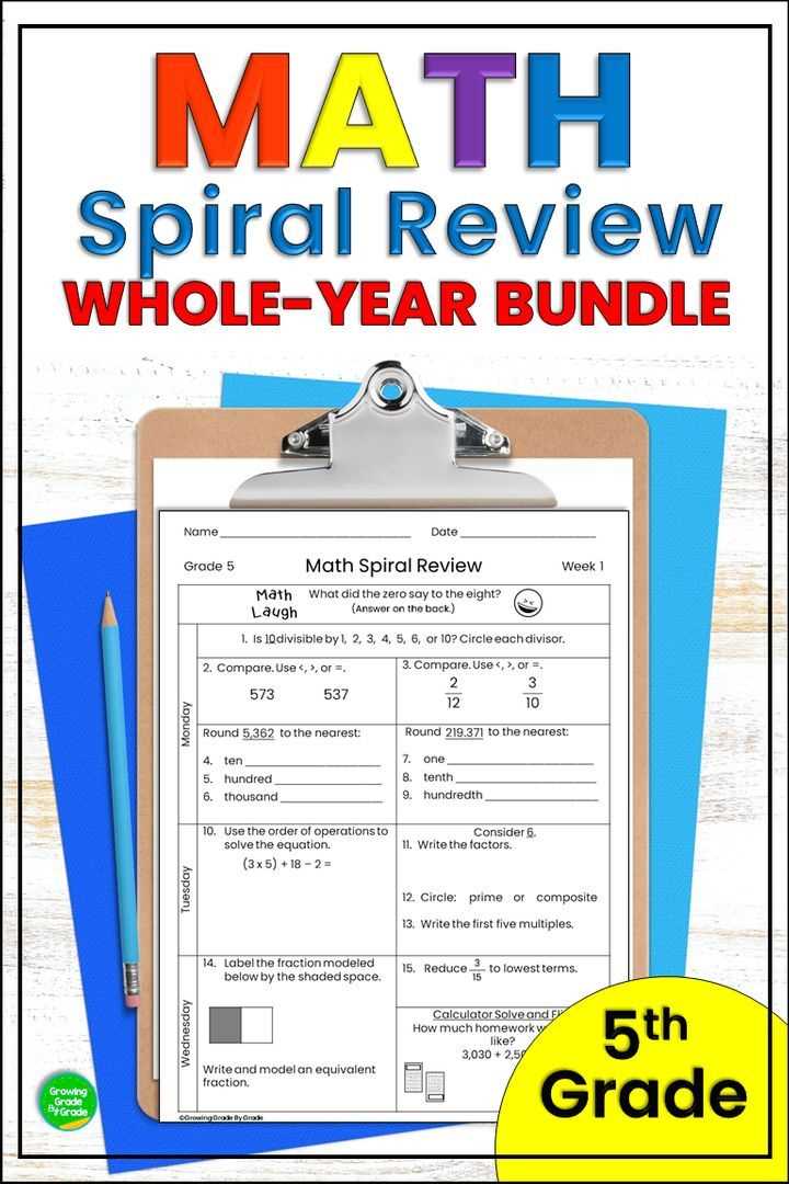 spiral review math 5th grade answer key