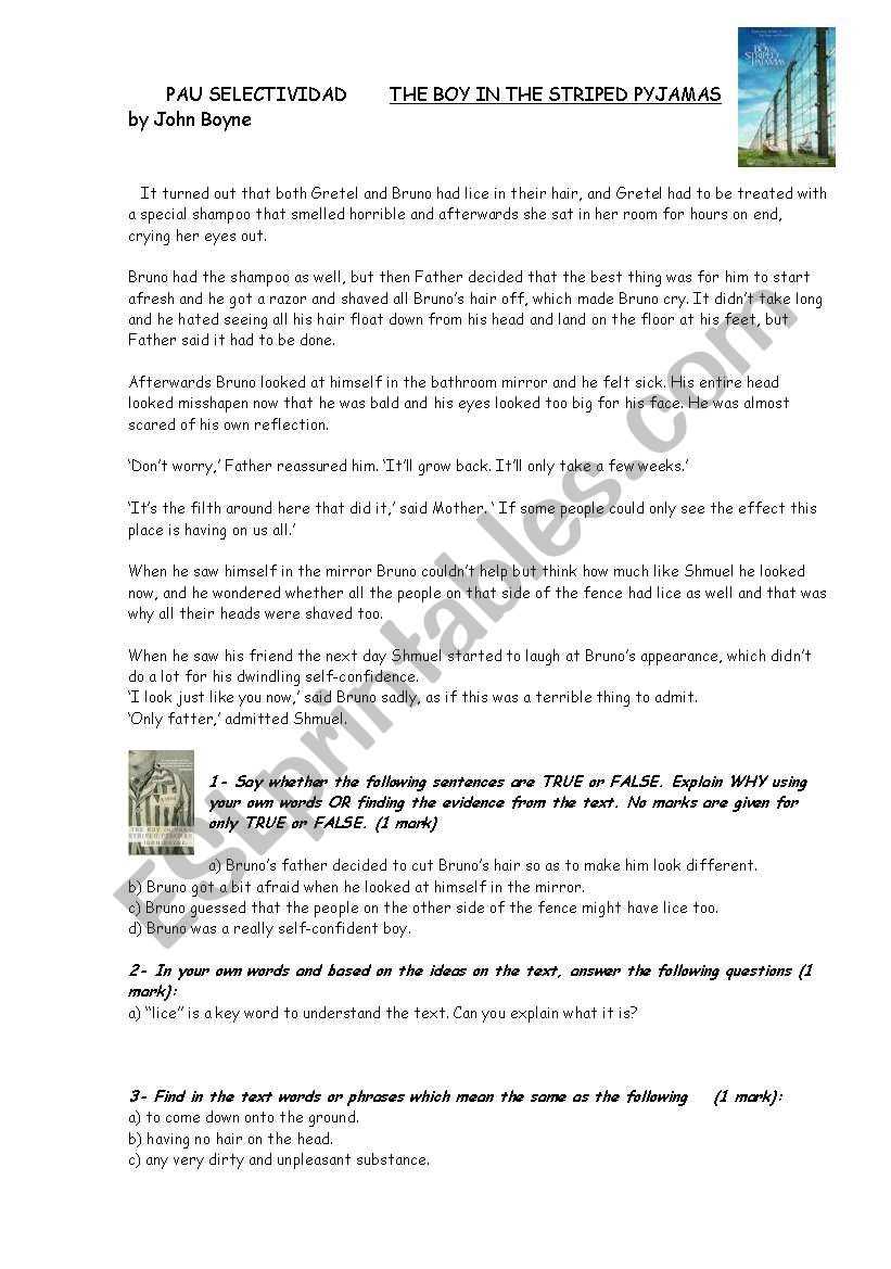 the boy in the striped pajamas viewing guide answer key