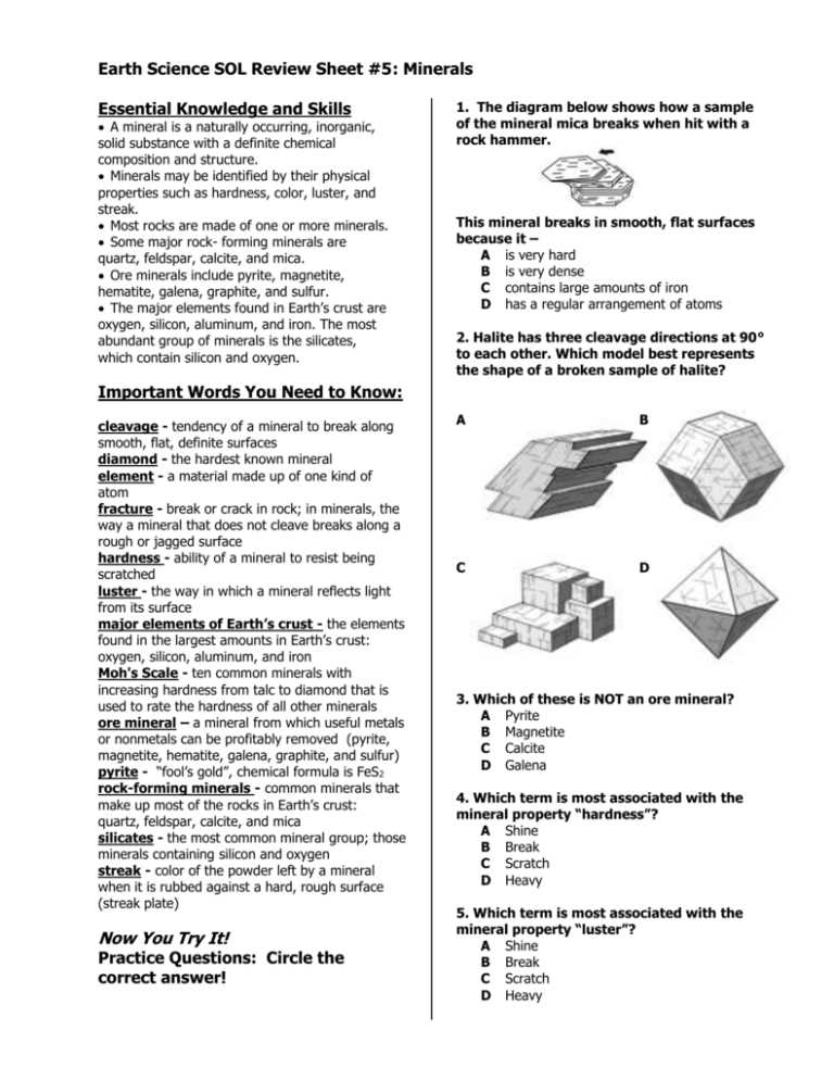 sol review worksheet earth science 2012 2013 answer key