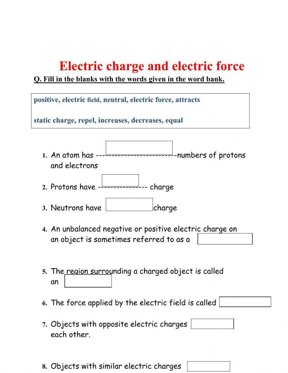 electric charge and electric forces answer key electric charge and electric forces answer key