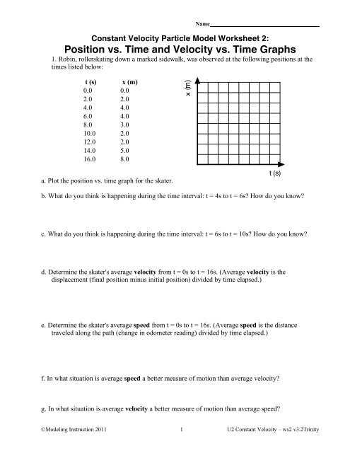 motion worksheet b interpreting motion graphs answer key