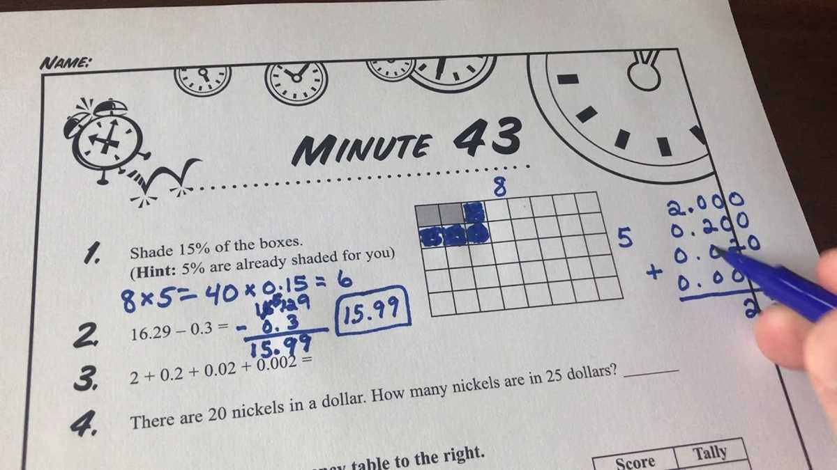 math minute 8th grade answer key