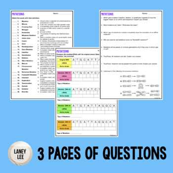 gene mutations worksheet answer key biology