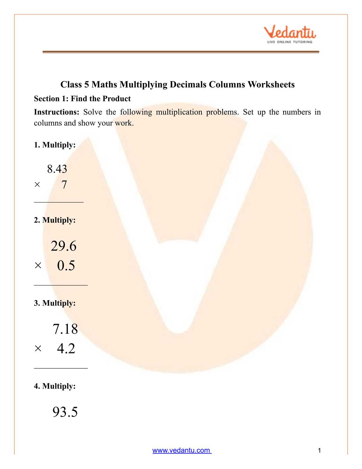 multiply decimals and whole numbers answer key 4.2 5 grade