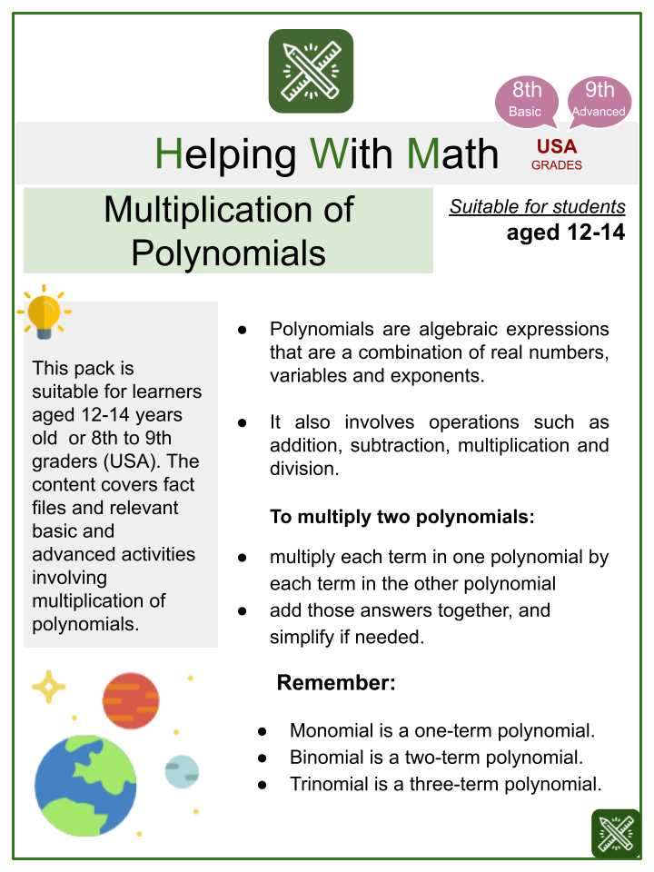multiplying polynomials worksheet with answer key