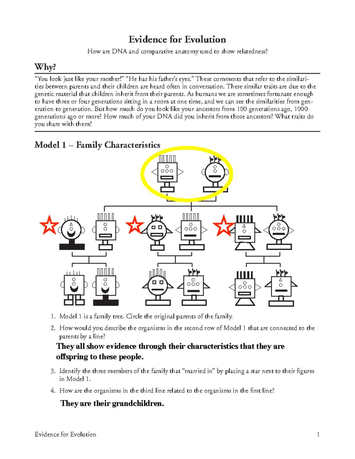 answer key evidence of evolution worksheet answers