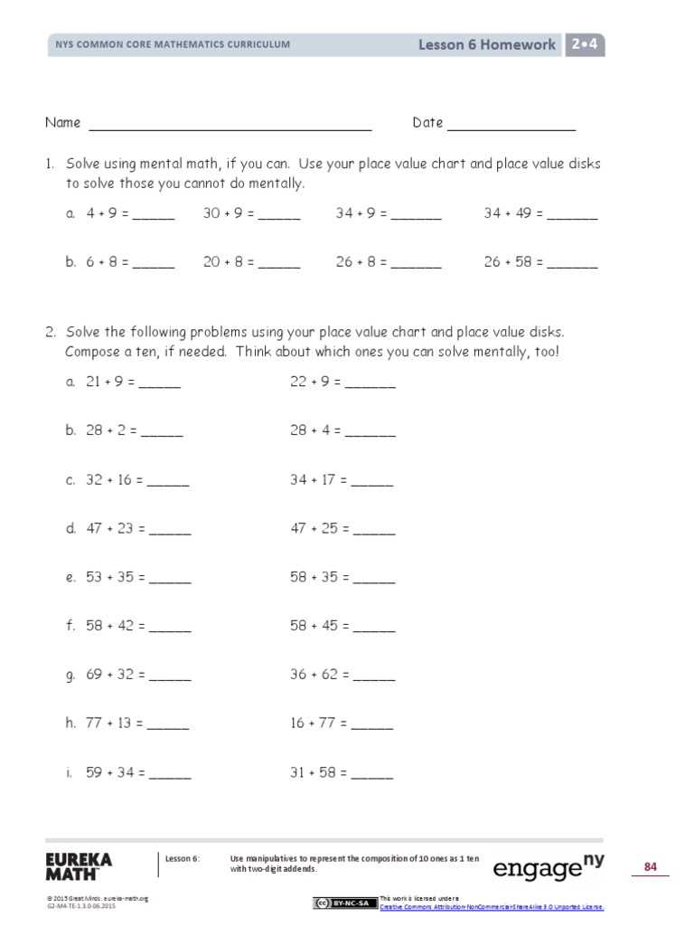 my homework lesson 6 answer key