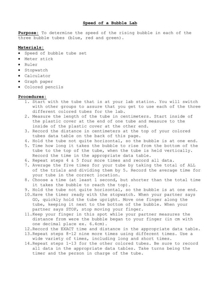 bubble lab answer key