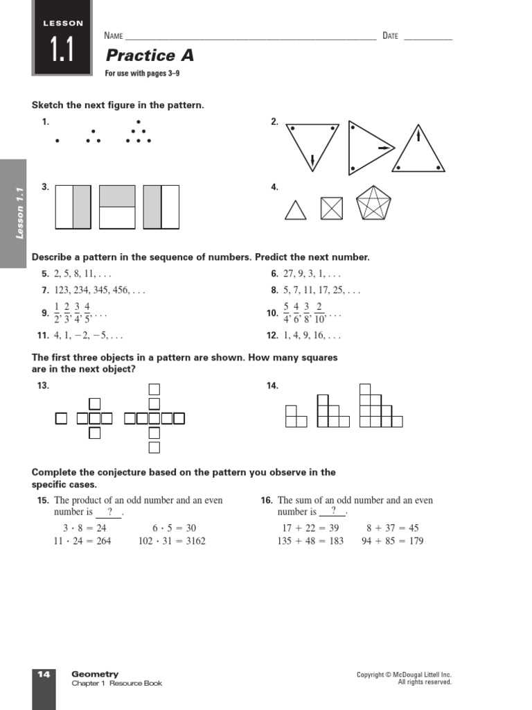 glencoe geometry word problem practice answer key chapter 1