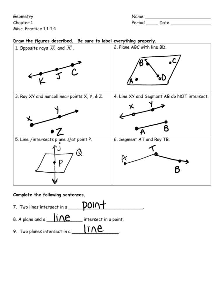 1 1 practice points lines and planes answer key