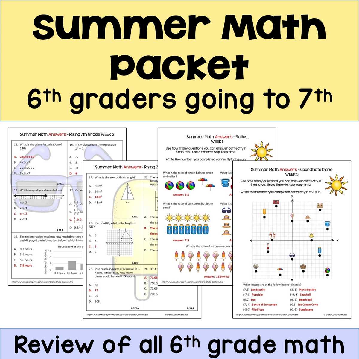 summer packet 5th into 6th grade answer key