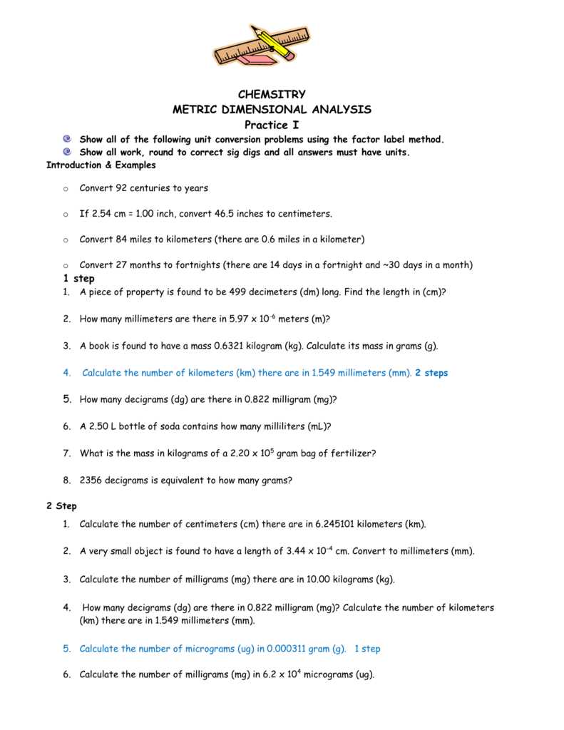dimensional analysis practice problems with answer key