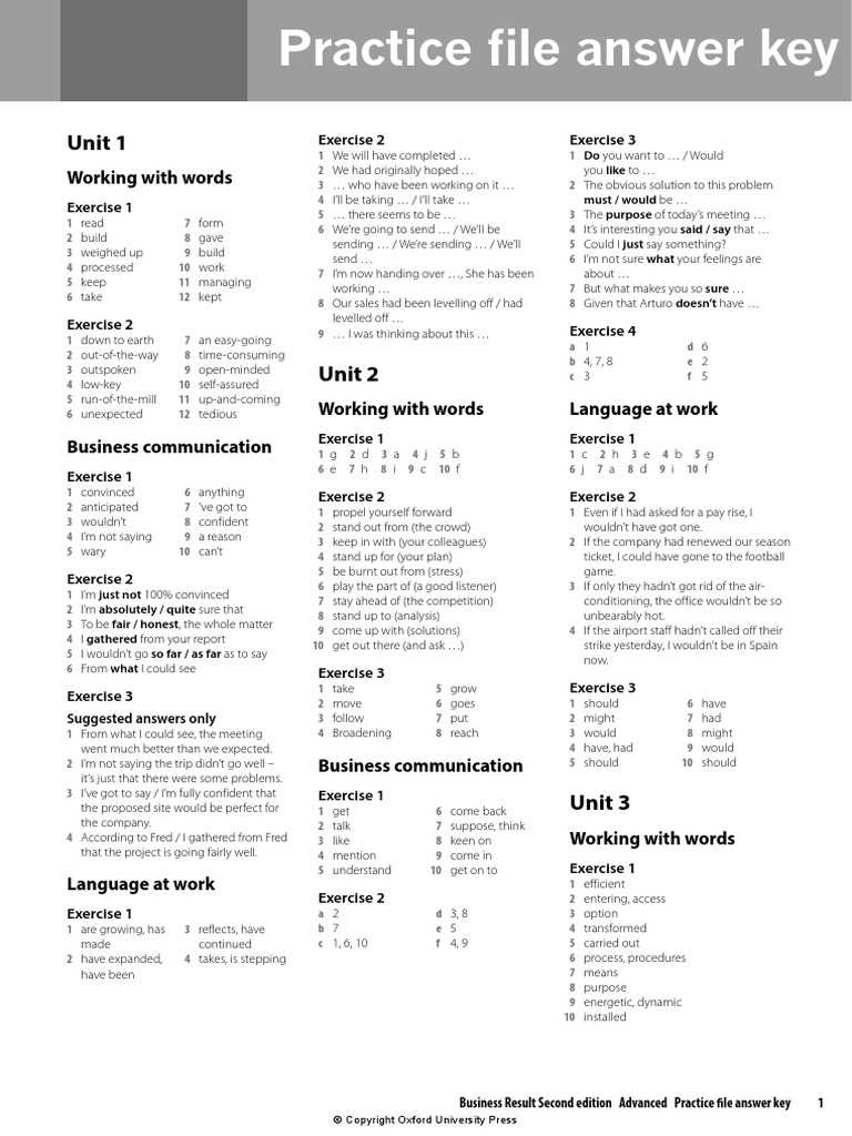 the perfection form company answer keys
