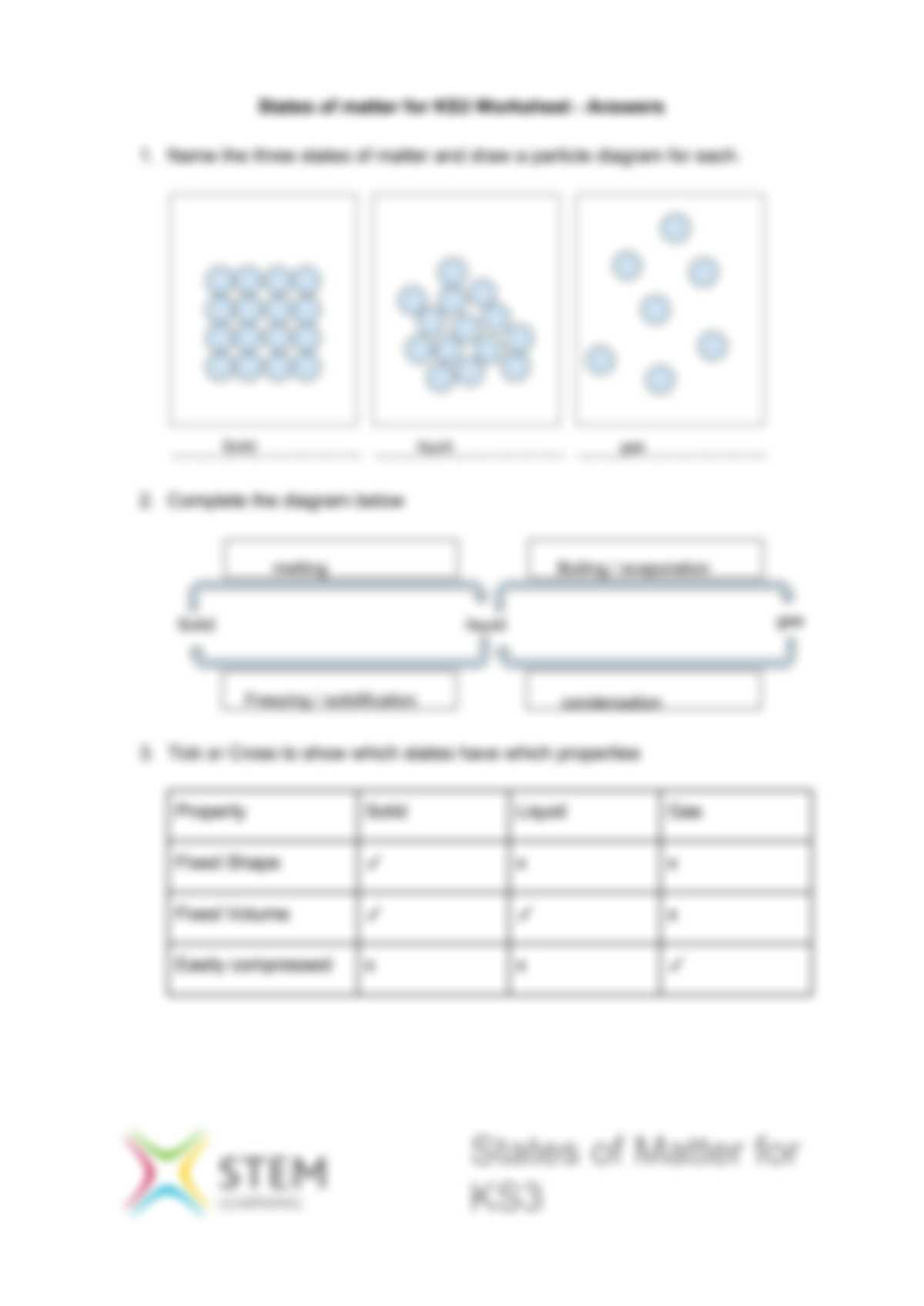 states of matter guided reading answer key