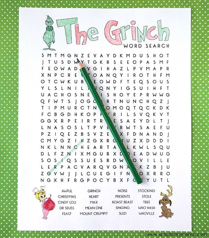 grinch word search answer key grinch word search answer key