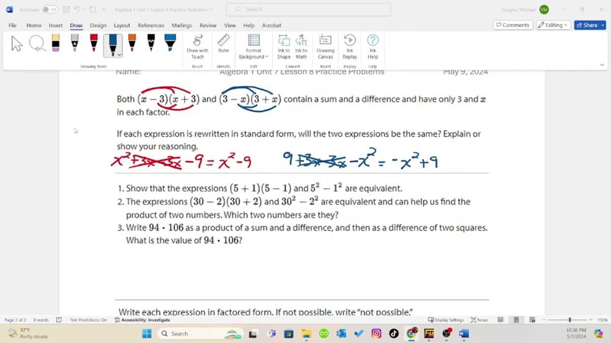 common core algebra 1 unit 8lesson 7 answer key common core algebra 1 unit 8lesson 7 answer key