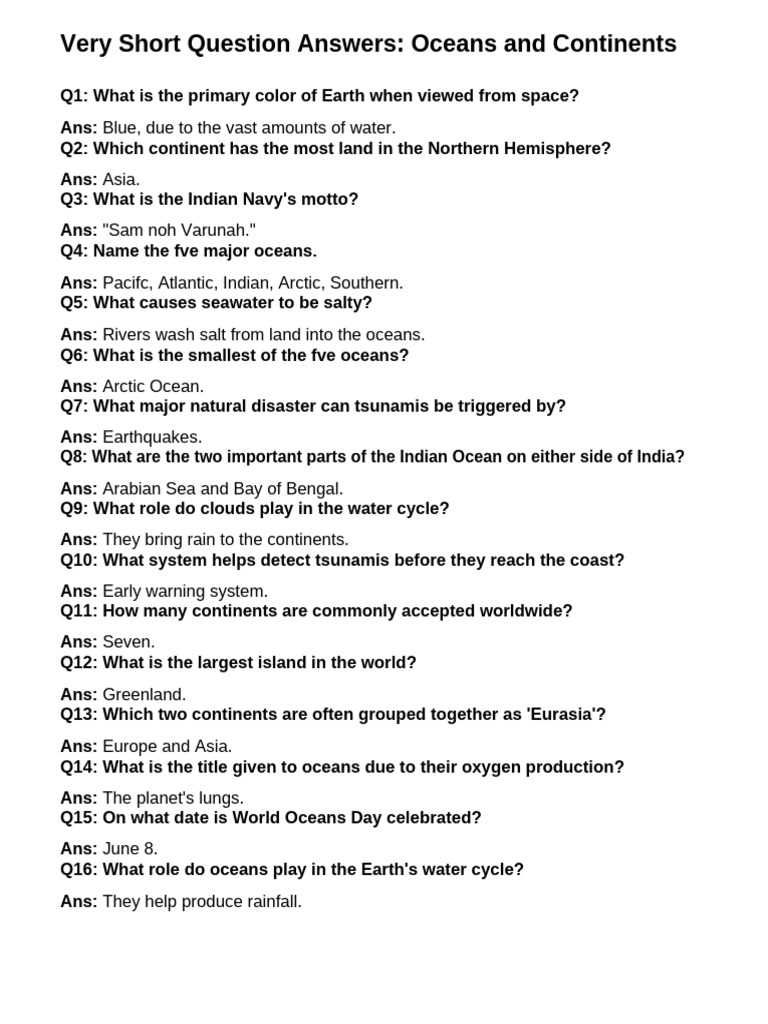 continents and oceans word search answer key